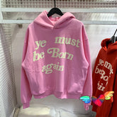 Hearujoy Puff Print Kanye West Hoody Men Women 1:1 Pink Ye Must Be Born Again Hoodie Oversize Fit Pullovers CPFM Sweatshirts